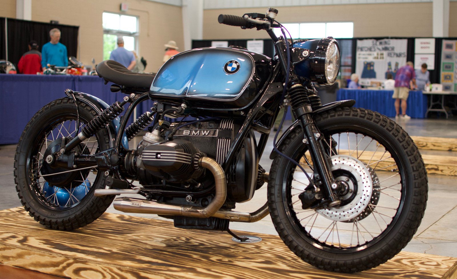 Parker Zamarelli with his custom BMW R100 at Builders Best